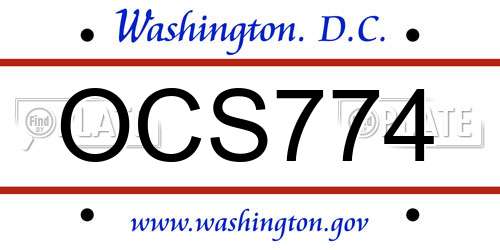 OCS774 District Of Columbia License Plate