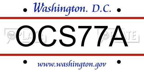 OCS77A District Of Columbia License Plate