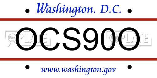 OCS90O District Of Columbia License Plate