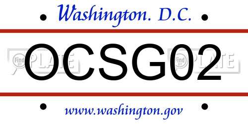 OCSG02 District Of Columbia License Plate