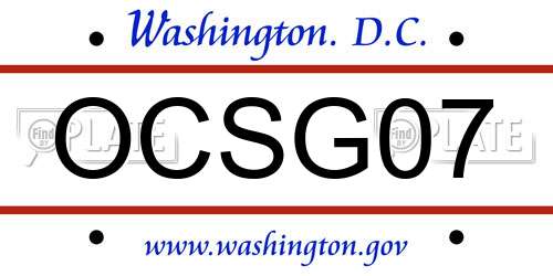 OCSG07 District Of Columbia License Plate