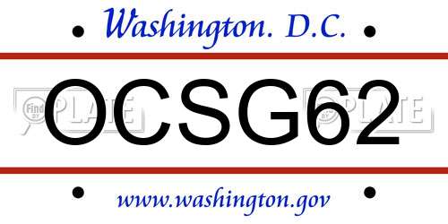OCSG62 District Of Columbia License Plate