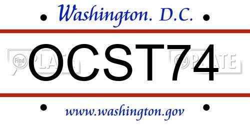 OCST74 District Of Columbia License Plate