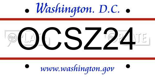 OCSZ24 District Of Columbia License Plate