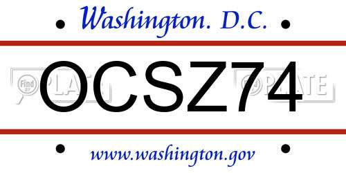 OCSZ74 District Of Columbia License Plate