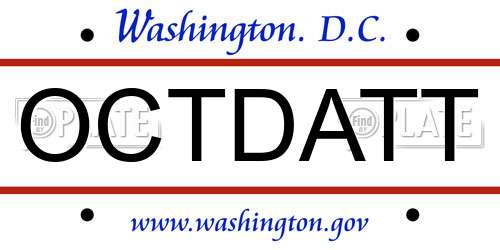 OCTDATT District Of Columbia License Plate