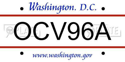 OCV96A District Of Columbia License Plate