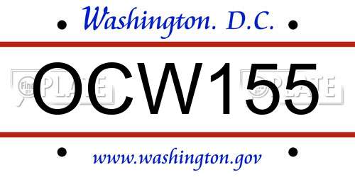 OCW155 District Of Columbia License Plate