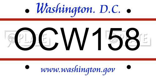 OCW158 District Of Columbia License Plate