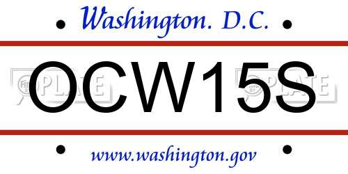 OCW15S District Of Columbia License Plate