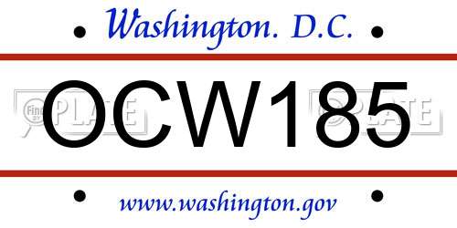 OCW185 District Of Columbia License Plate