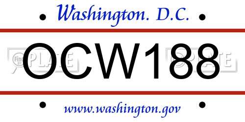 OCW188 District Of Columbia License Plate