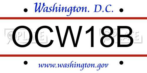 OCW18B District Of Columbia License Plate