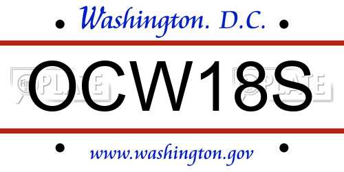 OCW18S District Of Columbia License Plate