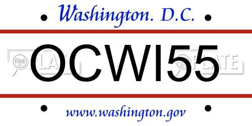 OCWI55 District Of Columbia License Plate
