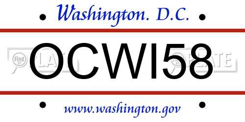 OCWI58 District Of Columbia License Plate