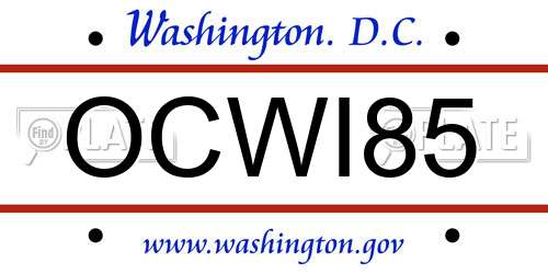 OCWI85 District Of Columbia License Plate