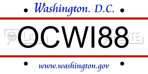 OCWI88 District Of Columbia License Plate