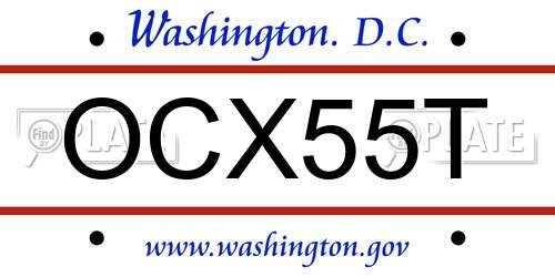 OCX55T District Of Columbia License Plate