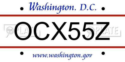 OCX55Z District Of Columbia License Plate