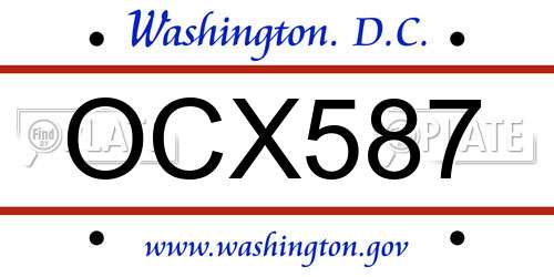 OCX587 District Of Columbia License Plate