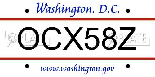 OCX58Z District Of Columbia License Plate