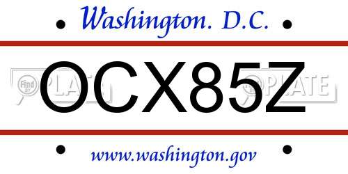 OCX85Z District Of Columbia License Plate