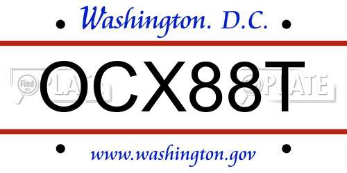 OCX88T District Of Columbia License Plate