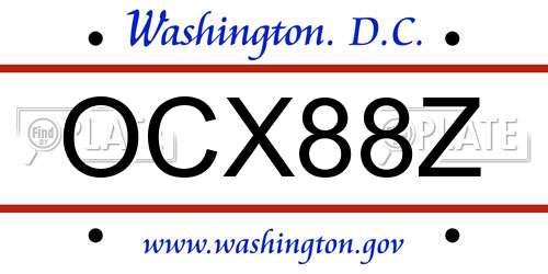 OCX88Z District Of Columbia License Plate