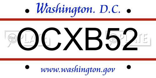 OCXB52 District Of Columbia License Plate