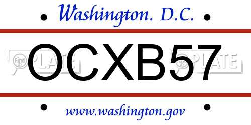 OCXB57 District Of Columbia License Plate