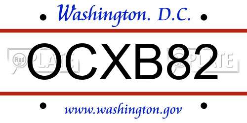 OCXB82 District Of Columbia License Plate