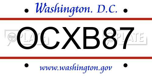OCXB87 District Of Columbia License Plate