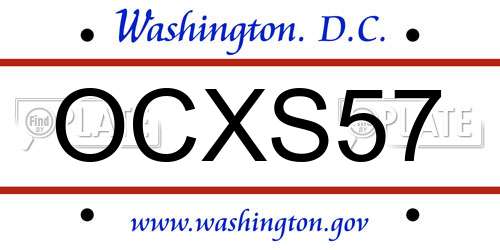 OCXS57 District Of Columbia License Plate