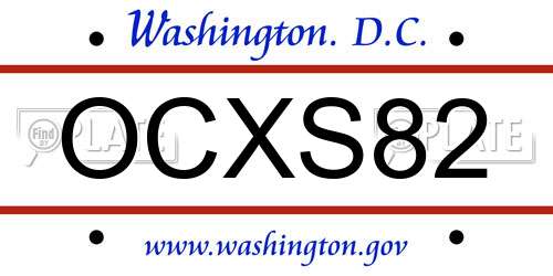 OCXS82 District Of Columbia License Plate