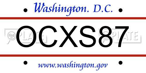 OCXS87 District Of Columbia License Plate