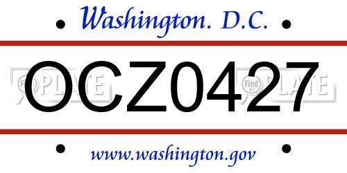 OCZ0427 District Of Columbia License Plate