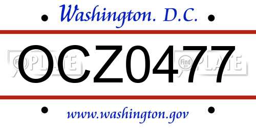 OCZ0477 District Of Columbia License Plate