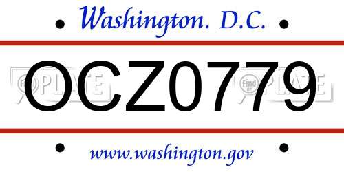 OCZ0779 District Of Columbia License Plate