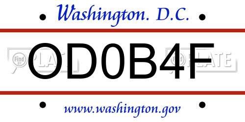 OD0B4F District Of Columbia License Plate