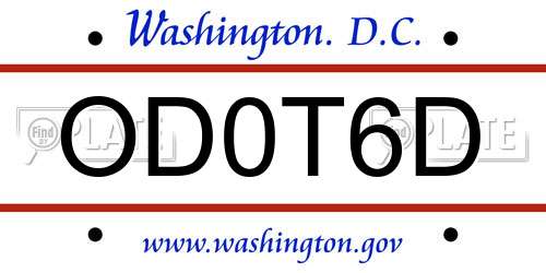 OD0T6D District Of Columbia License Plate