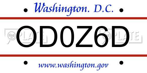 OD0Z6D District Of Columbia License Plate