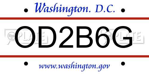 OD2B6G District Of Columbia License Plate