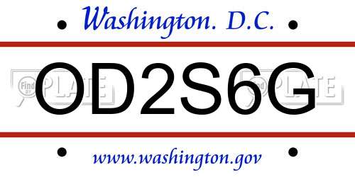 OD2S6G District Of Columbia License Plate