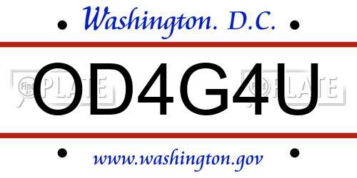 OD4G4U District Of Columbia License Plate