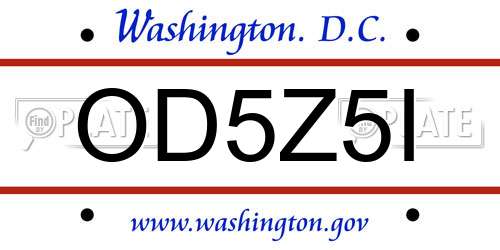 OD5Z5I District Of Columbia License Plate