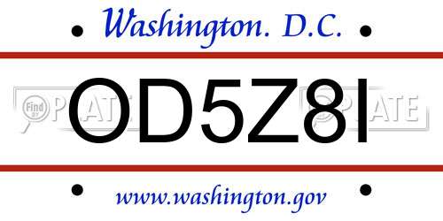 OD5Z8I District Of Columbia License Plate