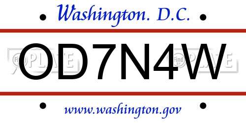 OD7N4W District Of Columbia License Plate
