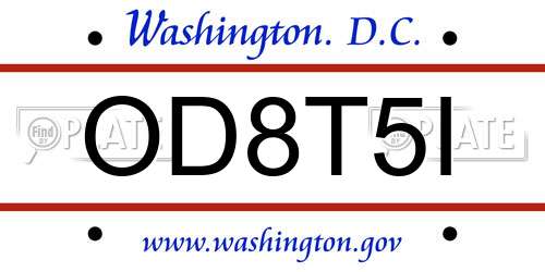 OD8T5I District Of Columbia License Plate