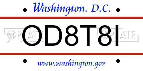 OD8T8I District Of Columbia License Plate